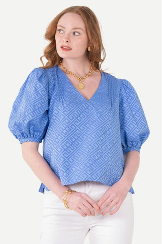 Emily McCarthy Penny Top, Blueberry Monogram