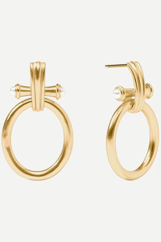 Julie Vos Bamboo Doorknocker Earring, Pearl