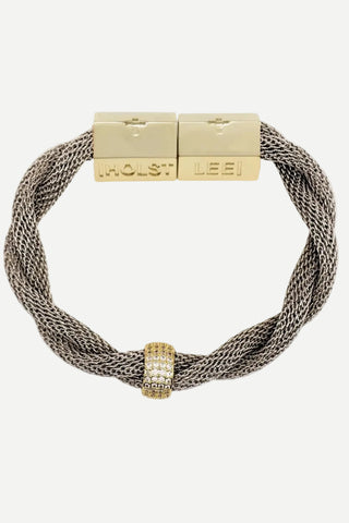 Holst + Lee Twisted Mesh Bracelet w/ Stone, Two Tone