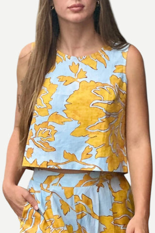 Farylina Blanche Top, White / Gold Farylina