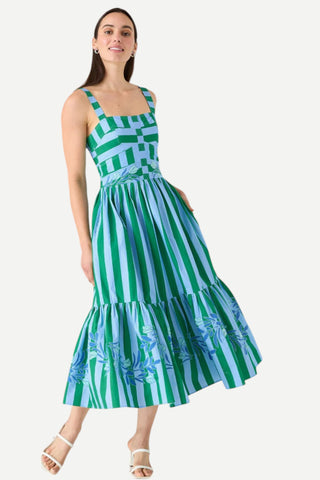 Alivia Gianna Dress, Parasol Stripe Green Blue