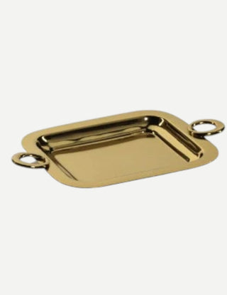Zodax Bacardi Polished Brass Serving Tray, Gold 10.25" x 7"