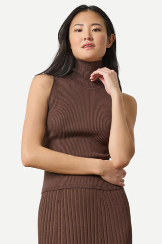 Lilla P Rib Turtleneck Shell Sweater, Mink