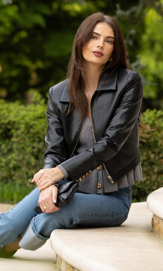 Generation Love Lola Vegan Leather Jacket, Black