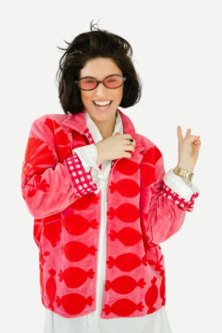 Eleanor James Brand SGT Pepper Crew Shirt Jacket, Cherry