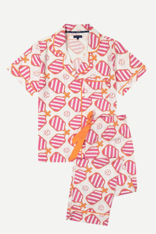 Katie Kime Pickleball Pajama Pants Set, Orange