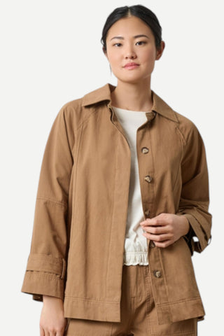 Lilla P Collared Twill Jacket, Pecan
