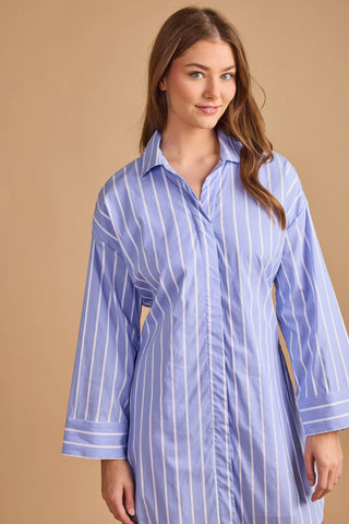 Thomas & Lourdes Parker Dress, Aegean Blue Stripes Thomas & Lourdes