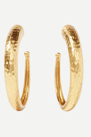 Julie Vos Hammered Hoop Large Earring, Gold