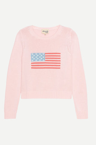 Ellsworth and Ivey American Flag Crew Sweater, Light Pink