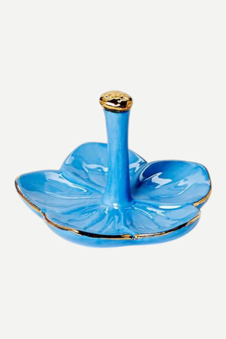 Two's Company Flower Haven Ring Holder, Blue