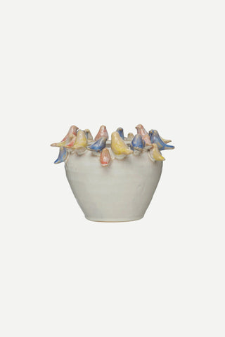 Creative Co-Op Stoneware 3D Bird Planter, Small Creative Co-Op