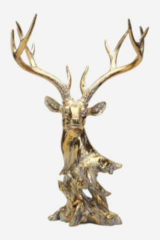 Two's Company Rustic Gold Leaf Deer Decor