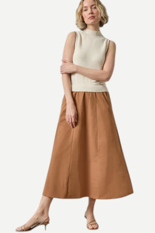 Lilla P Mixed Media Mock Neck Dress, Rope