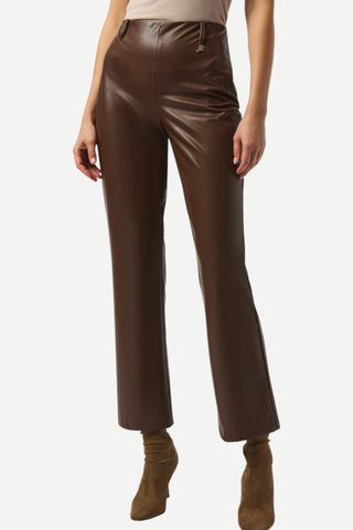 Joseph Ribkoff Leatherette Wide-Leg Pull-On Pants, Brown