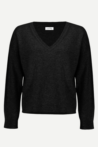 Joseph Ribkoff Wool Blend V-Neck Boxy Sweater, Black Silver Fleck