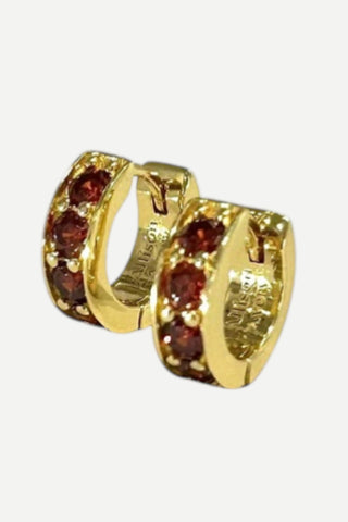 Allison Avery Wren Huggies Earrings, Small, Garnet/Gold Allison Avery