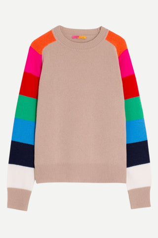 Vilagallo Knitwear Sweater Manga Rayas Striped Multicolor, Beige