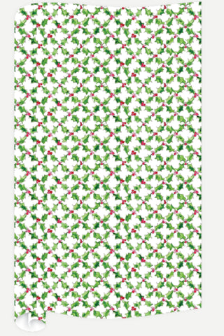 Rosanne Beck Collections 8ft. Wrapping Paper, Handpainted Holly with Berries