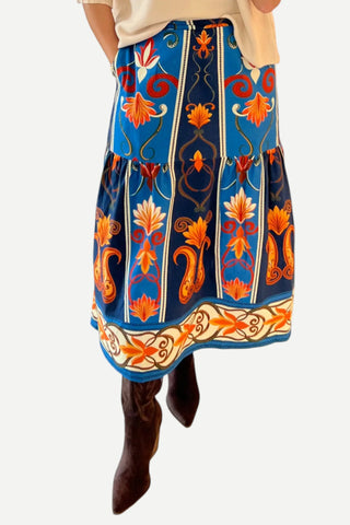Maude Ada Skirt, Blue Ornate