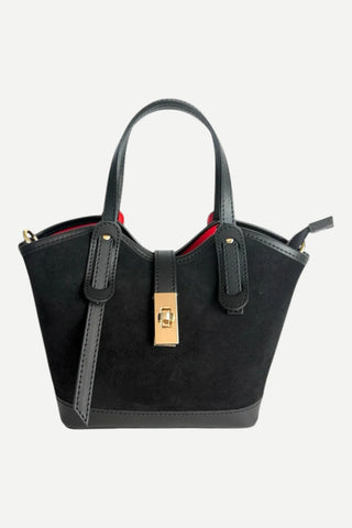 Le Feme Chateau Compartment Bag Small Suede, Black