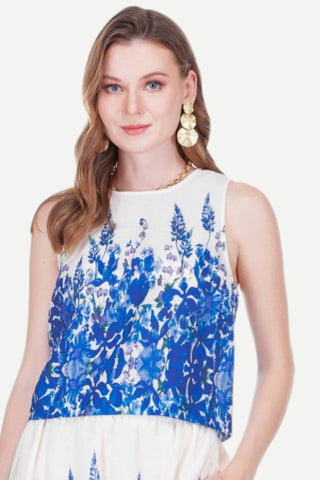 Joy Joy Back Zip Sleeveless Top, Indigo Meadow JOY JOY