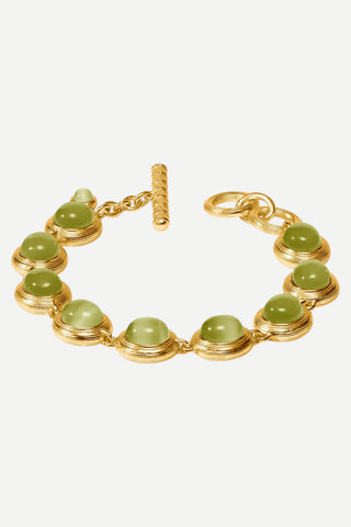 Julie Vos Cobblestone Tennis Bracelet, Green Cat's Eye