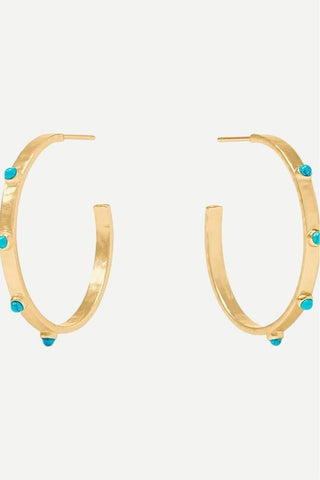 Julie Vos Medium Crescent Stone Hoop, Turquoise