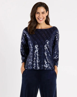 Jude Connally Dora Sequin Top, Navy