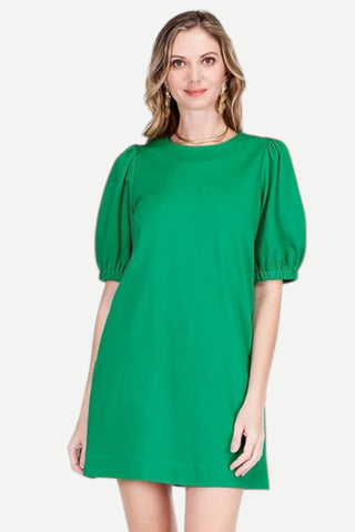 Jade Ponte Knit Chemise Dress, Green