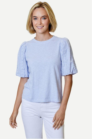 Design History Woven Sleeve Tee, Morning Sky