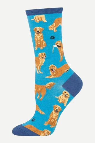 SockSmith Golden Retriever Womens Sock, Blue