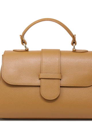 German Fuentes Top Handle Leather Handbag, Camel