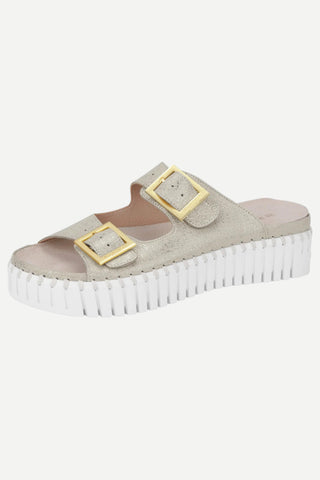 Ilse Jacobsen Tulip 1032 Two Strap Platform Sandal, Silver