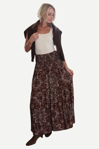 Karlie Clothes Bandana Smock Tier Maxi Skirt, Brown