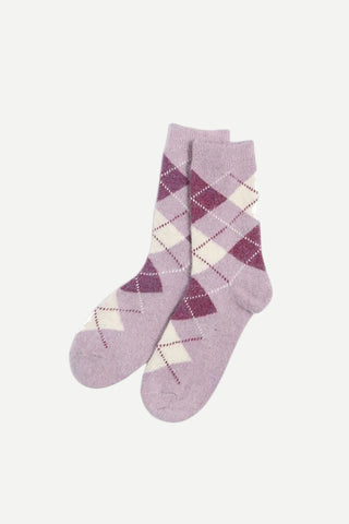 Two's Company Argyle Crew Socks, Purple