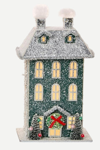 Two's Company Light Up Holiday House, Blue