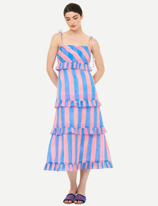 Oliphant Tie Strap Ruffle Midi, Cabana Pink