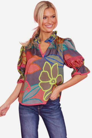 Alden Adair Lottie Top - Geo Floral