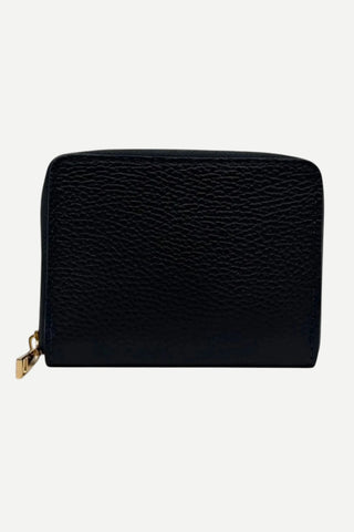 German Fuentes Leather Mini Zip Wallet, Black