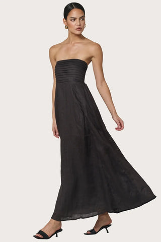 Lusana Talia Linen Dress, Coffee - Monkee's of the Village Lusana Talia Linen Dress, Coffee - Monkee's of the Village
