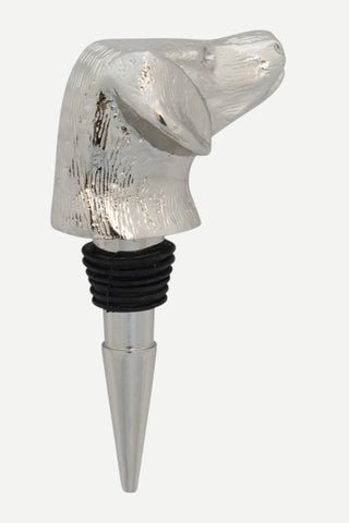 Creative Co-Op Cast Aluminum Dog Head Bottle Stopper, Nickel Finish