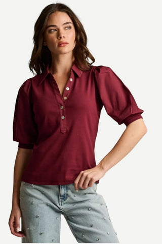 Lisa Todd Pure Rib Collet Top, Merlot