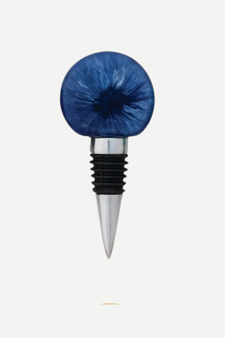 Creative Co-Op Aluminum & Marbled Resin Bottle Stopper, Blue
