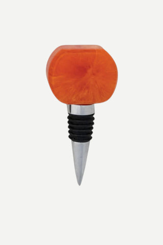 Creative Co-Op Aluminum & Marbled Resin Bottle Stopper, Orange