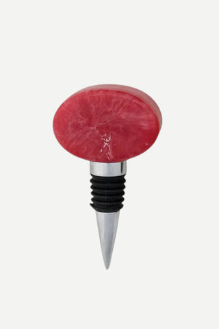 Creative Co-Op Aluminum & Marbled Resin Bottle Stopper, Red