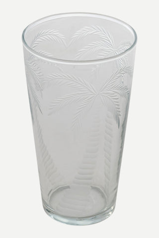 Creative Co-Op 12 Oz. Etched Drinking Glass w/ Palm Trees