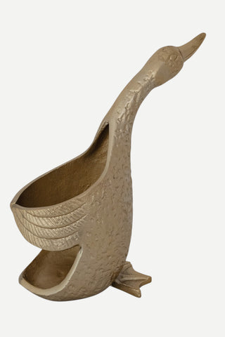 Creative Co-Op Cast Aluminum Duck Shaped Bottle Holder, Gold Finish