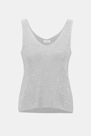 Joseph Ribkoff Metallic Knitted Camisole with Rhinestones, Silver