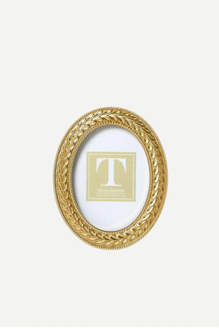 Two's Company Laurel Wreath Gold Photo Frame, Oval